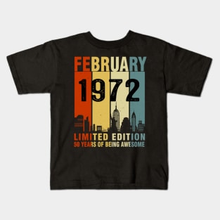 February 1972 Limited Edition 50 Years Of Being Awesome Kids T-Shirt